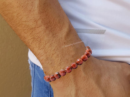 Amazing Gemstone Red Black Jasper Bracelet for Women - Chakra Mens Bracelet Protection Crystals and Healing Stones - Blessing Bracelet Spiritual Meditation Gift Christmas Stocking Stuffers