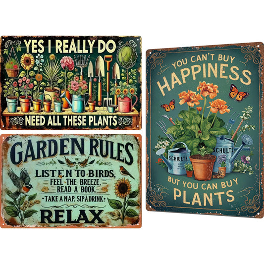 Garden Signs Vintage Metal Sign, Retro Garden Signs for Outside Home Gardening Greenhouse Yard Outdoor Decor 8x12 Inch