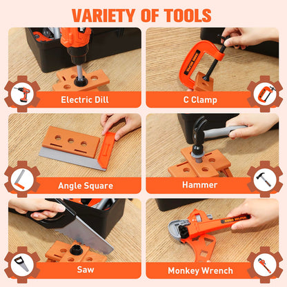Kids Tool Set – Zealous 48 pcs Toddler Tool Set with Tool Box & Electronic Toy Drill, Pretend Play Kids Toys, Toy Construction Tools for Kids Ages 3,4,5,6,7,8 Years Old (A-Orange)