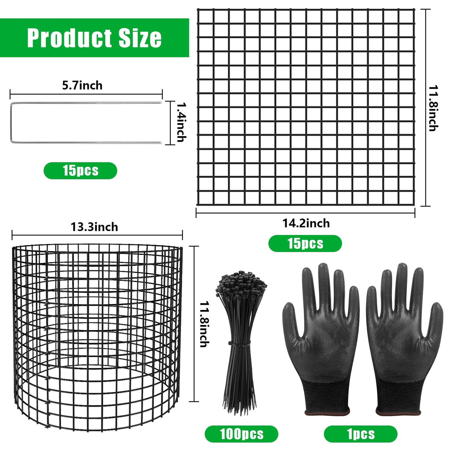 RGJ 5 Pack Plant Protector from Animals, 13x12 inch Wire Plant Cages Mesh Plant Cage Garden Plant Protector, Sturdy Bunny Barricades Chicken Wire Cloche Plant Protectors for Keeping Bunny Animals Out