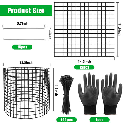 RGJ 5 Pack Plant Protector from Animals, 13x12 inch Wire Plant Cages Mesh Plant Cage Garden Plant Protector, Sturdy Bunny Barricades Chicken Wire Cloche Plant Protectors for Keeping Bunny Animals Out