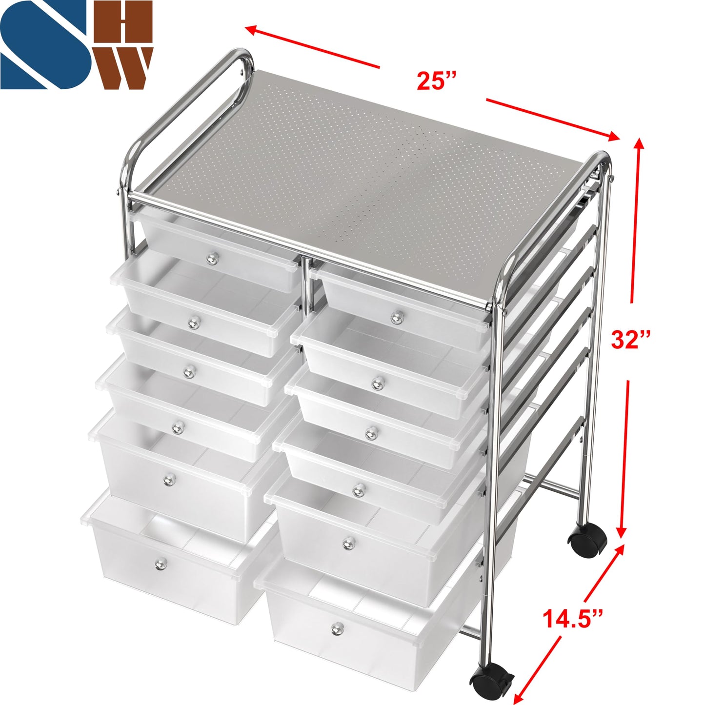 Simple Houseware Utility Cart with 12 Drawers Rolling Storage Art Craft Organizer on Wheels