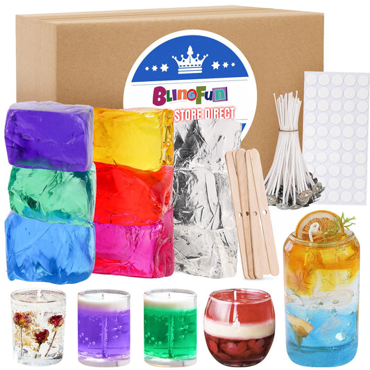 Pachsi 7 Colors Jelly Gel Wax for DIY Candle Making – 9pcs Non-Toxic Scented Gel Wax Kit, Slow Burning Crystal for Handmade Candles, Home Decor, Crafts & Gifts-2LB