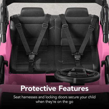 Best Choice Products Kids 24V 2-Seater Electric Ride On Car Truck w/ 132lb Weight Capacity, Parent Control, Bluetooth, LED Lights - Pink