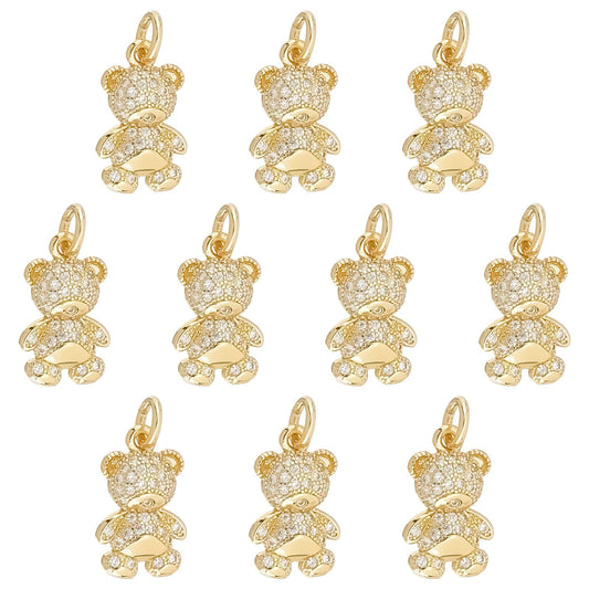 SUNNYCLUE 1 Box Bear Charms Gummy Bears Charm 18K Gold Plated Brass Charm Micro Pave Cubic Zirconia Hanging Loop Animal Charms for Jewelry Making Charm Necklace Earrings Bracelet DIY Craft