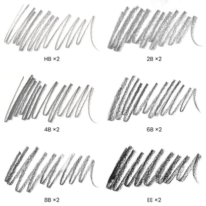 ARTEZA Woodless Graphite Pencils, Set of 12, HB, 2B, 4B, 6B, 8B, and EE