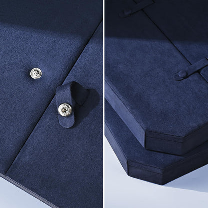 Oirlv Navy Blue Velvet Jewelry Set Storage Box, Luxury Organizer for Necklaces, Bracelets, Rings & Earrings, Elegant Gift Case