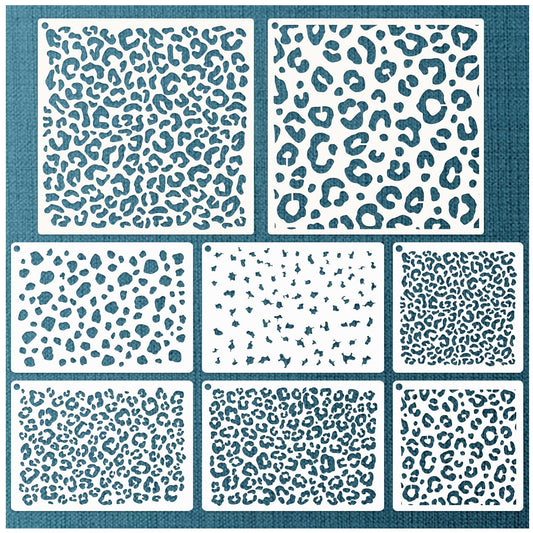 Large Reusable Leopard Print Stencils - 8 Leopard Designs for Painting, Wood Burning, DIY Art, Craft, Fabric, Shirt, Canvas, Furniture