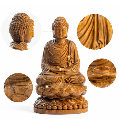 DAISYCRAFTVN Buddha Statue – Wooden Shakyamuni Buddha for Indoor Home Altar, Meditation Room Decor, Buddhist Spiritual Gifts