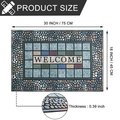 CHICHIC Rectangle Entrance Door Mat Large 18 x 30 Inch Entry Way High Traffic Area Doormat Front Door Rugs Outdoors Heavy Duty Welcome Mat, Non Slip Rubber Back Low Profile for Garage