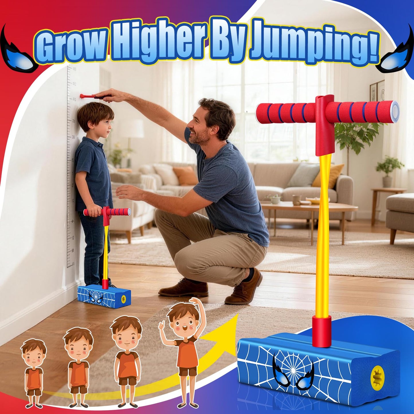 Amiabling Kids Pogo Stick: 3 4 5 6 7 8 9 10 11 12 Year Old Boy Gift, Outside Toys for Kids Ages 4-8, 3+ Year Old Boy Toys, Birthday, Easter, Christmas, Foam Pogo Jumper for Kids