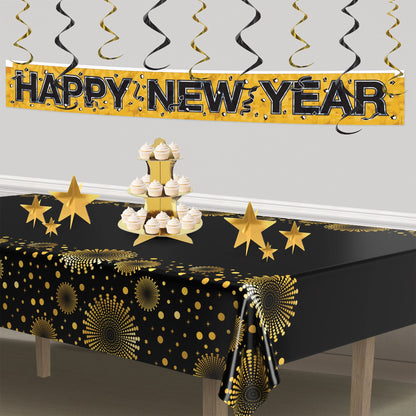 Beistle Gold 3-D Foil Star Centerpieces, 9-Count – Metallic Starry Table Decorations in 3 Sizes for New Year’s Eve, Awards Night, Graduation, Hollywood Party, Anniversary and Celebration Events