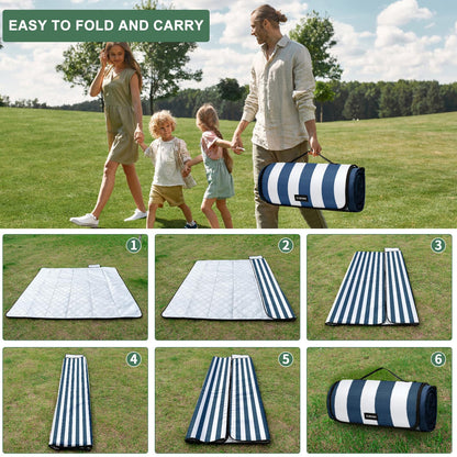 ZUBOND Picnic Blanket 80''x80'', Waterproof Sandproof Beach Outdoor Camping Mat Extra Large Foldable Gingham Big Travel Essential Accessories Gift Park Patio Lawn Garden Grass Ground Music Festival