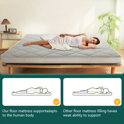 LILYPELLE Portable Japanese Floor Mattress Futon, Extra Thick 4" Foldable Tatami Mat, Sleeping Mattress for Adults, Guest Camping Roll Up Mattress