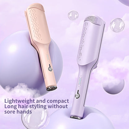 32mm Wave Curling Iron - Adjustable Temperature & Easy to Style, Fast Heating with Long-Lasting Results & Safe Temperature Control Technology. Perfect Anti-Scald Curling Device for Women to Create Deep U-Shaped Wool Curls (Pink/Purple Optional)