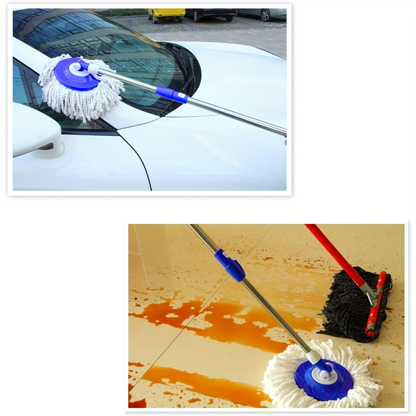 Heavy-Duty Spin Mop and Bucket with Wringer Set - Commercial/Residential Floor Cleaning System with 360° Spinning Bucket, 4 Microfiber Mop Heads & Adjustable Stainless Steel Handle, Space-Saving Mop System