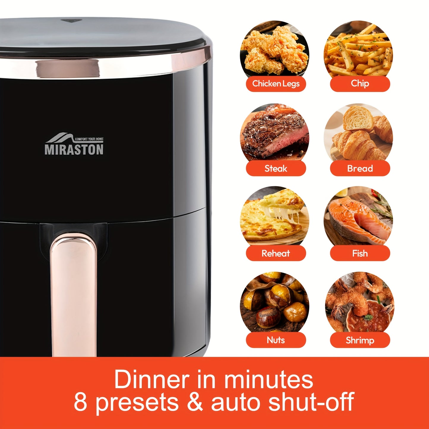 8.5QT/3.6QT Air Fryer, Upgraded Large Capacity Suitable For 5-6 People, Smart Touch Screen For Easy Operation With 8 Preset Functions, Non-stick Coating For Easy Cleaning, Kitchen Accessories, Toaster Oven, Deep Fryer, Air Fryers, Kitchen