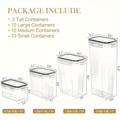 64 PCS Airtight Food Storage Containers (32 Boxs & 32 Lids), Kitchen And Pantry Organizers And Storage, BPA Free, Plastic Food Storage Canisters For Flour, Sugar, And Cereal, Labels & Marker