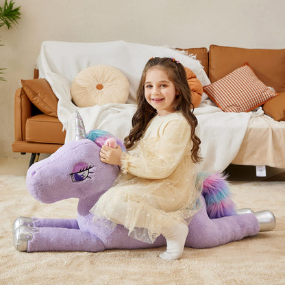 IKASA Giant Unicorn Stuffed Animal Plush Toy,Large Big Jumbo Soft Toys,43" Huge Size Cute Fluffy Plushy Fat Oversized Plushie,Gifts for Kids Girls Boys (43 inches, Purple)