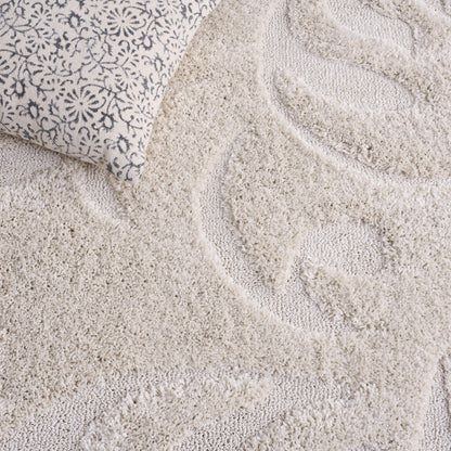 SAFAVIEH Florida Shag Collection Accent Rug - 3'3" x 5'3", Creme & Creme, Non-Shedding & Easy Care, 1.2-inch Thick Ideal for High Traffic Areas in Foyer, Living Room, Bedroom (SG468-1111)
