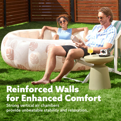 SLOOSH Inflatable Swimming Pool,5.5ft x 20 Inch Full-Sized Blow Up Durable Thickened Luxury Above Ground Family Pool with Comfortable Backrest for Summer Water Party Backyard Garden Lawn,Sandy