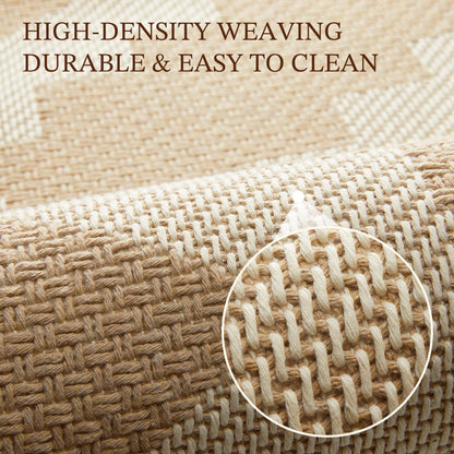 MatEssenz 2x3 Washable Entryway Rug, Woven Boho Geometric Indoor Front Door Mat, Pet Friendly Neutral Farmhouse Accent Throw Rug for Kitchen & Bedroom, Beige