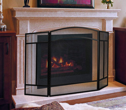 Fire Beauty Fireplace Screen 3 Panel Wrought Iron 48"(L) x 29"(H) Spark Guard Cover(Black)
