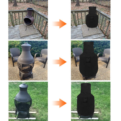 WOMACO Chiminea Cover Waterproof Patio Chiminea Fire Pit Cover Heavy Duty Weather Resistant Outdoor Chimney Protective Cover (25" D x 50" H, Black)