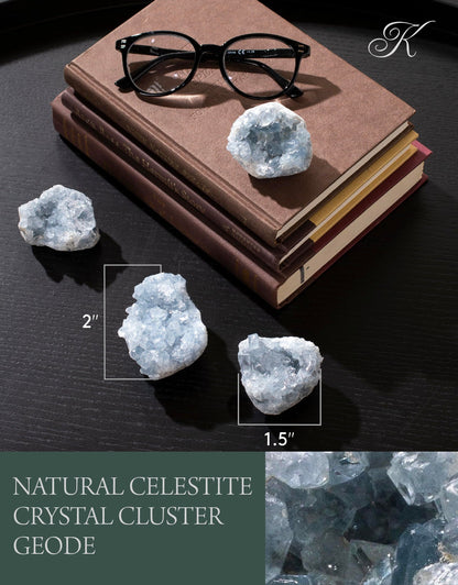 KALIFANO Raw AAA+ Celestite Crystal Cluster Geode - High Energy Natural Celestine Stone - Reiki Wicca Celestita Rock with Healing and Calming Effects (Family Owned and Operated)