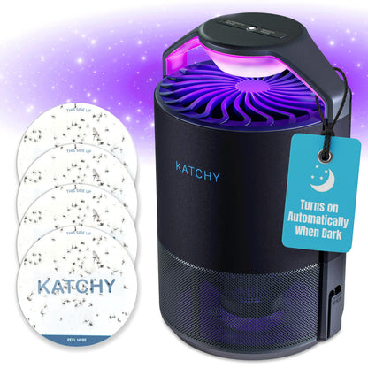 Katchy Midnight Indoor Insect Trap – Auto/Manual Mode – Blue Light & Fan Suction Catcher for Mosquito, Fruit Fly, Gnat, Fungus Gnat & Moth – Ideal for Kitchen & Indoor Plants (Black)