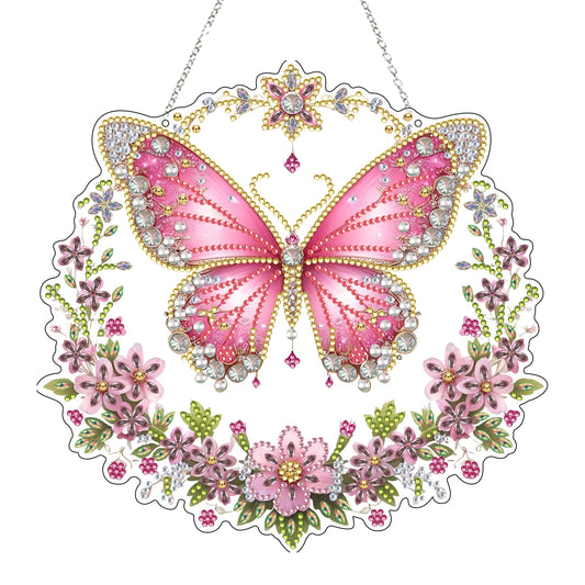 DIY Hanging Diamond Art Kit for Adults, 5D Acrylic Gem Art Window & Wall Pendant, Diamond Painting Ornament for Home Decor (Butterfly)