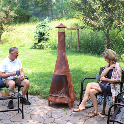 Sunnydaze 70-Inch Chiminea Outdoor Fireplace - Outdoor Wood-Burning Chiminea Fire Pit - Chimney Fire Pit - Rustic