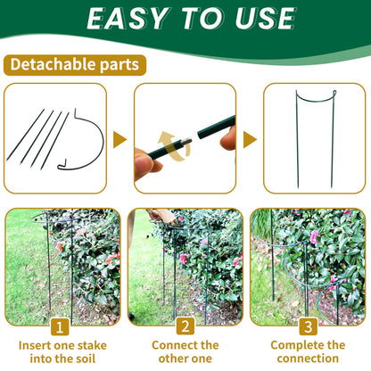 6-Pack Garden Plant Support Cages,14"Diax32"H Heavy Duty Interlinked Half Round Peony Support Rings,Metal Plant Support Stakes for Peony,Tomato,Hydrangea,Rose,Indoor & Outdoor Garden Plant Supports