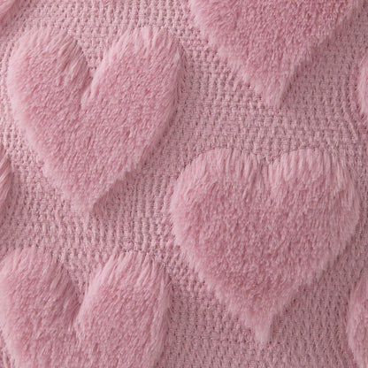 DFXSZ Valentines Pillow Covers 12x20 inch Set of 2 Valentines Day Decoration Pink Heart Soft Plush Faux Fur Jacquard Throw Pillows for Bedroom Sofa Holiday Festivals Home Decor PTK017B12
