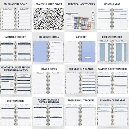 Ospelelf Budget Planner - Budget Book with Bill Organizer and Expense Tracker, 12 Month undated Budget Planner/Account Book to Take Control of Your Money, Start Anytime(Polka dots)