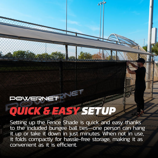 PowerNet Dugout Shade Cover, Baseball & Softball Portable Sun Shade, Outdoor Sports Sun Cover for Chain Link Fence, 18.75 FT x 7 FT