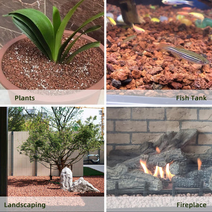 7LB Red Lava Rocks for Plants, Volcanic Rock Horticultural Lava Rock Soil for Landscaping Plants Drainage, Small Lava Rock Gravel for Succulents, Bonsai, Vase Fillers, Terrarium Plants, Top Dressing