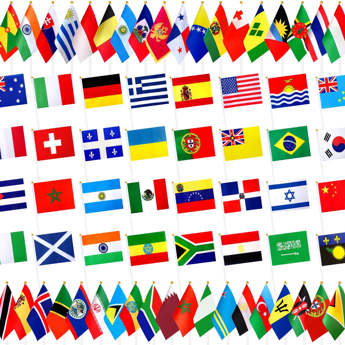 LZXING 226 Countries International Flags of the World Small Mini Hand Held Flags on Stick,All Countries Flags,8.2 x 5.5 Inch