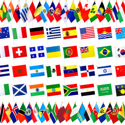 LZXING 226 Countries International Flags of the World Small Mini Hand Held Flags on Stick,All Countries Flags,8.2 x 5.5 Inch