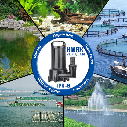 WaterRebirth (PB2000,2000GPH) High Flow Submersible Water Pump-Home/Inline Water Pump-Submersible Pump-Water Transfer Pump-Aquarium Pump