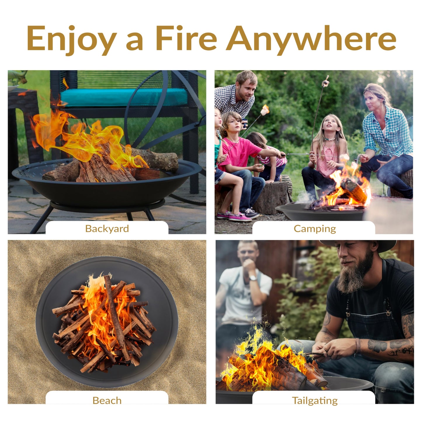 Sunnydaze 23-Inch Replacement Steel Fire Pit Bowl with Round Spark Screen - High-Temperature Painted Finish
