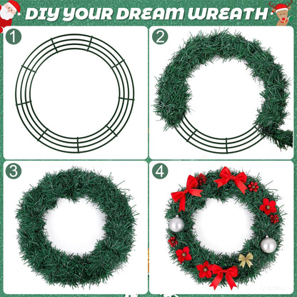 Fovths 12 Pieces Metal Christmas Wire Wreath Frame 30 Inch Green Wreath Ring with Floral Wire Form Front Door Garland Frame for Christmas Wedding Home DIY Crafts Supplies