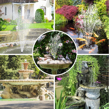 Solar Pond Pump, 15W Solar Fountain Pump with 190GPH Flow & 4 Spray Styles, 16.5Ft Extendable Power Cord, Debris Barrier Bag for Outdoor Fountain, Ponds, Fish Tank, Waterfall, Garden Water Features