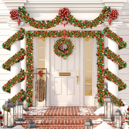 70 Ft Christmas Tinsel Garland Metallic Tinsel Twist Garland Glitter Christmas Tree Hanging Decorations for New Year Party Birthday Holiday Indoor Outdoor Supplies (Mix 2)