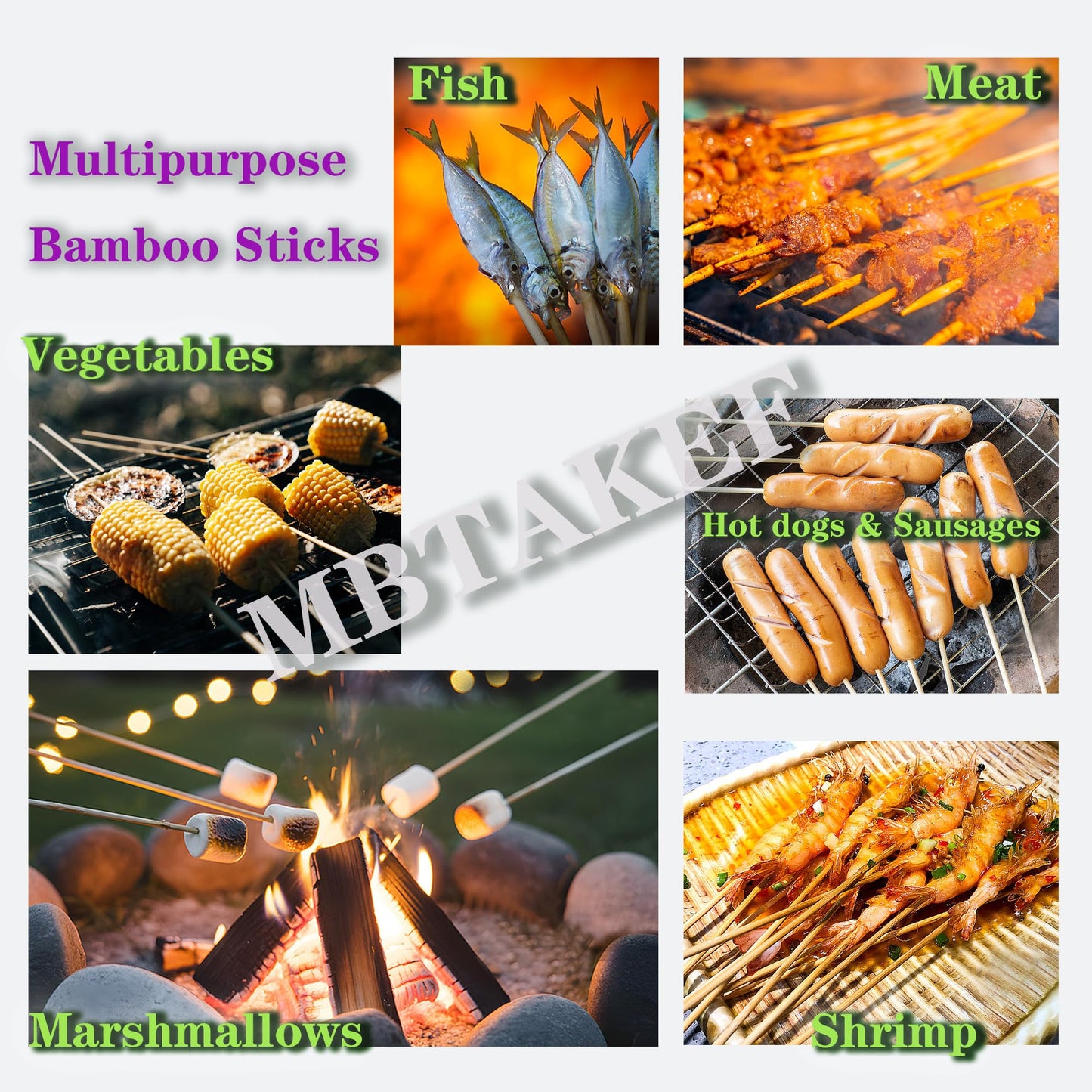 30" (120 PCS) Marshmallow Roasting Sticks,Extra Long Smores Skewers for Fire Pit,5mm Thick Bamboo Kabob Stick,Outdoor Barbecue Skewers for BBQ, Kebab,Grilling,Campfire,Hotdog