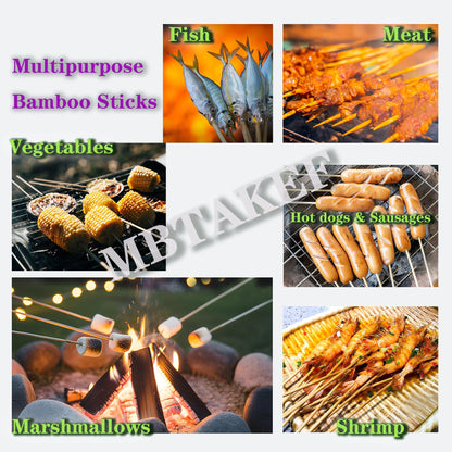 30" (120 PCS) Marshmallow Roasting Sticks,Extra Long Smores Skewers for Fire Pit,5mm Thick Bamboo Kabob Stick,Outdoor Barbecue Skewers for BBQ, Kebab,Grilling,Campfire,Hotdog