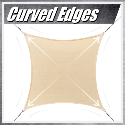 ColourTree 14' x 20' Beige Sun Shade Sail Rectangle CTSLR1420 - Canopy Mesh Fabric UV Block UPF50 - Commercial Heavy Duty - 190 GSM - 3 Years Warranty (We Make Custom Size)
