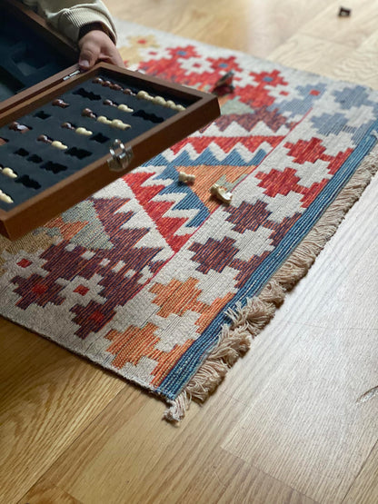Secret Sea Collection: Modern Kilim Series Small Area Rug, Washable, Reversible, Cotton (2 x 3 feet, Eternal Flow)