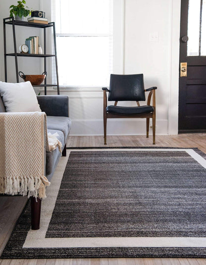 Unique Loom Del Mar Collection Area Rug - Maria (5' 3" x 8' Rectangle, Black/ Ivory)