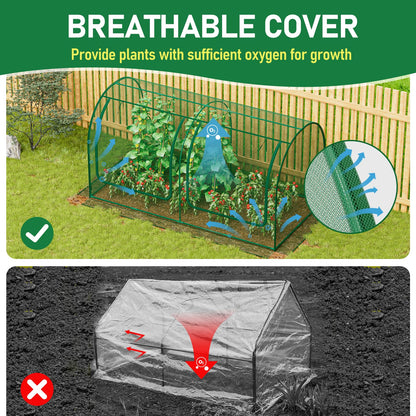 SPECILITE 98x49x49in Garden Plant Netting Mesh Cover for Raised Bed with Roll-up Zipper Door for Vegetables Fruits, Large Tunnel Gardening Net, Green
